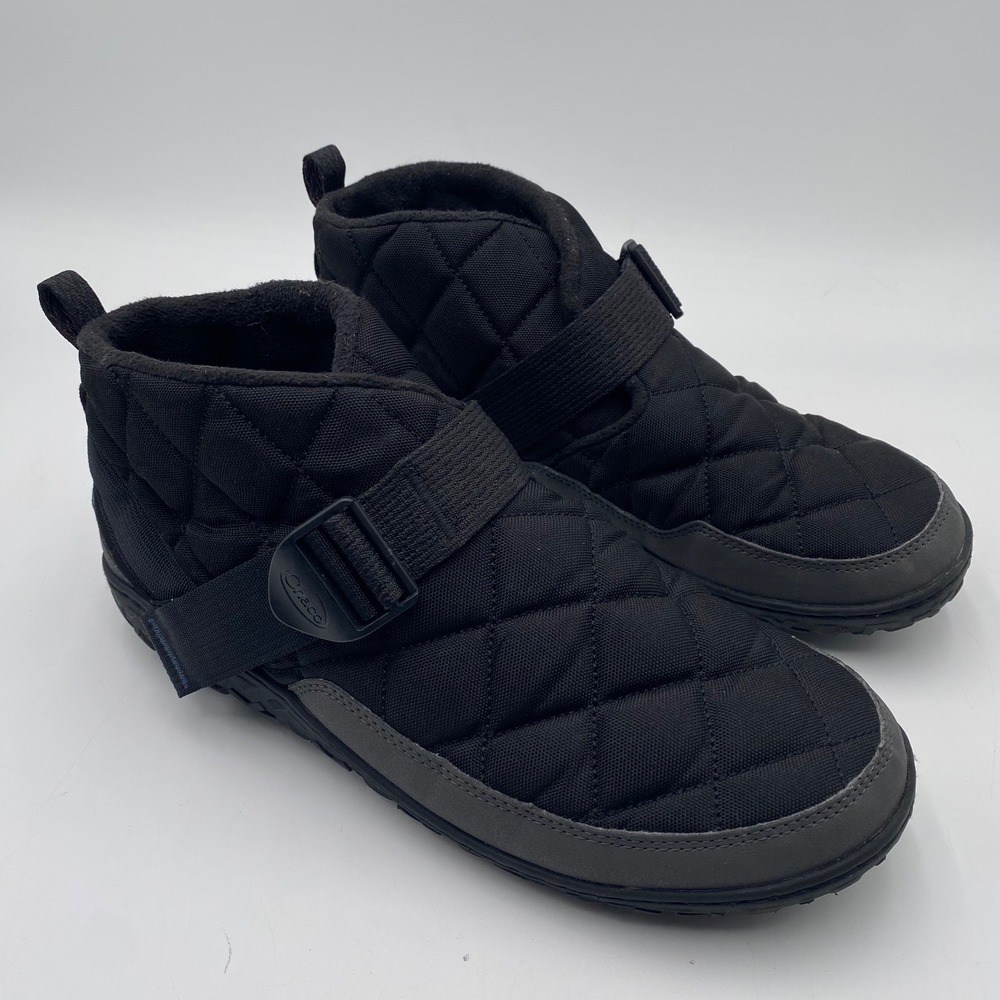 Chaco Ramble Puff Mid Bootie Men 12 Black Quilted Fleece Lined Slipper‎ Camping